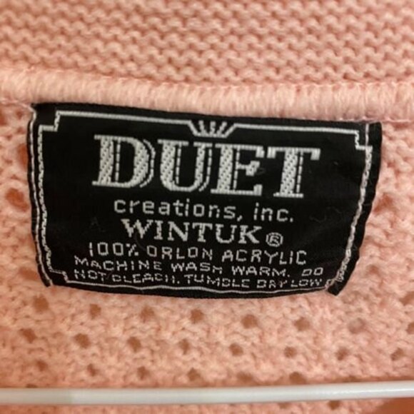 Vintage Duet Wintuk Sweater Cardigan Womens Medium Pink Acrylic Knit - Picture 4 of 4